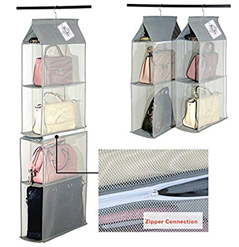 Organizador de armario ropero para colgar compuesto por 4 compartimentos desmontables, transparentes, ahorro de espacio, para uso en hogar, salón, do, color gris