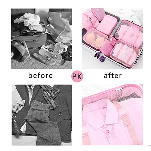 Organizador de Equipaje 8 en 1 Set Organizador de Maletas Impermeable Viaje con Bolsa de Zapato, Material Nylon-Meowoo (Rosa) Organizador de Equipaje 8 en 1 Set Organizador de Maletas Impermeable Viaje con Bolsa de Zapato, Material Nylon-Meowoo (Rosa)