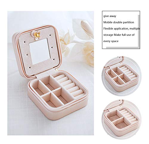 Organizador de Joyas Caja Joyero joyero de viaje, joyero para cadenas, anillos, pendientes, con ganchos, bolsillo lateral con banda elástica, muchos compartimentos, tabique extraíble B