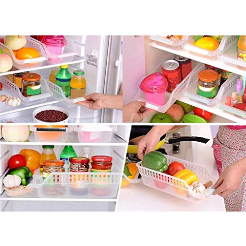 Organizador de refrigerador, cubos de almacenamiento para frigorífico, de plástico NEWLUK para ahorrar espacio, estante para congelador, organizador de cocina (1 unidad) blanco