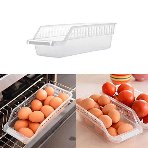 Organizador de refrigerador, cubos de almacenamiento para frigorífico, de plástico NEWLUK para ahorrar espacio, estante para congelador, organizador de cocina (1 unidad) blanco