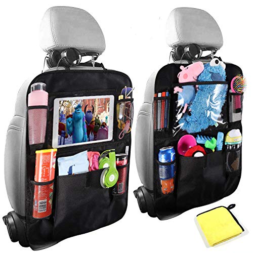 Organizadores para Coche, OKEECA Pack de 2 Kick Mats de Coche Organizador para Asientos de Coche, Universal Multi-Bolsillo Protector Trasero del Asiento de Coche para Niños