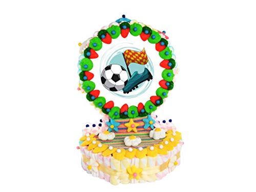 Original Tarta Infantil Decorativa de Golosinas 3 Bases + Oblea (Fútbol) en Bolsa Celofán. Dulces. Juguetes y Regalos. Decoración para Cumpleaños, Bodas, Bautizos y Comuniones. DC       