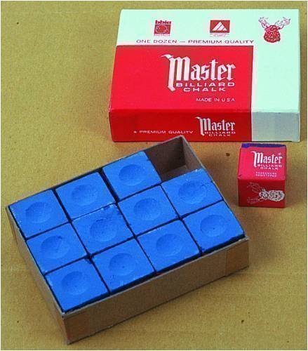 Original USA Tizas para billar Master, 12 unidades en caja (azul/verde/rojo/gris) - azul