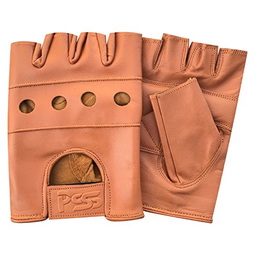 Orime - Guantes sin Dedos de Piel Auténtica Suave de Calidad para Entrenamiento con Pesas, Ciclismo, Silla de Ruedas, Culturismo, Levantamiento de Peso o Gimnasio. Negro, Marrón Tostadoross - Grande, Tostado