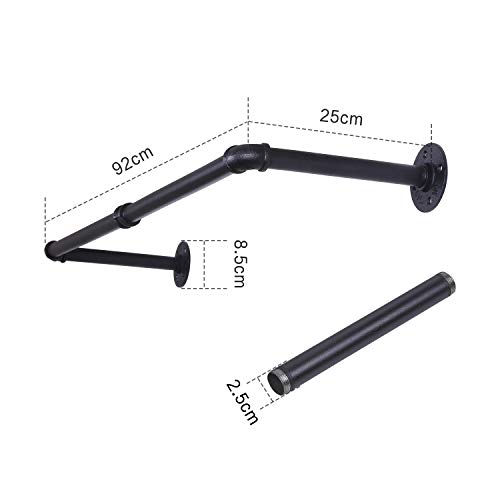 OROPY Riel Colgante Desmontable Desmontable Industrial de la Barra de la Ropa del Metal del Estante de la Ropa del Tubo (Dos Bases) OROPY Riel Colgante Desmontable Desmontable Industrial de la Barra de la Ropa del Metal del Estante de la Ropa del Tubo (Dos Bases)