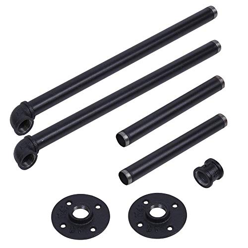 OROPY Riel Colgante Desmontable Desmontable Industrial de la Barra de la Ropa del Metal del Estante de la Ropa del Tubo (Dos Bases) OROPY Riel Colgante Desmontable Desmontable Industrial de la Barra de la Ropa del Metal del Estante de la Ropa del Tubo (Dos Bases)