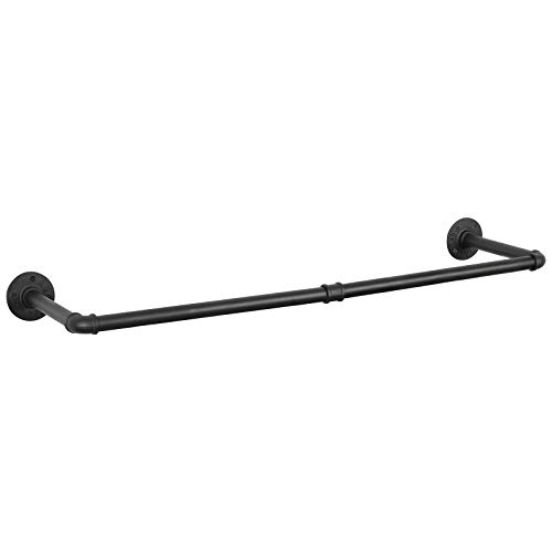 OROPY Riel Colgante Desmontable Desmontable Industrial de la Barra de la Ropa del Metal del Estante de la Ropa del Tubo (Dos Bases) OROPY Riel Colgante Desmontable Desmontable Industrial de la Barra de la Ropa del Metal del Estante de la Ropa del Tubo (Dos Bases)