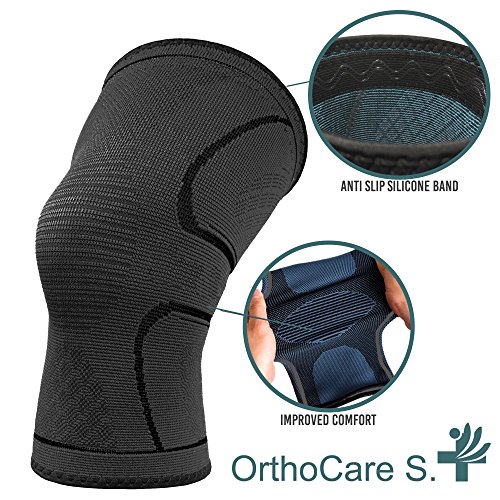 OrthoCare S.Fitness - Rodillera Soporte y compresión para vida diaria y deporte. Perfecta para correr, Crossfit, Halterofilia, Esquí y toda clase de deportes. UNISEX. (XL)