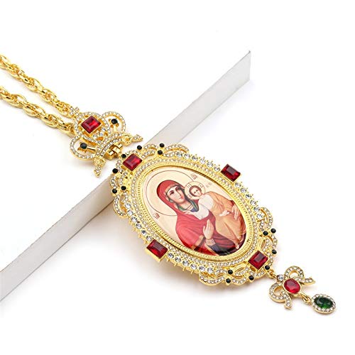 Ortodoxa Elíptica Corona Pectoral Diseño De Cruz Icono Religioso con Joyas Bizantino Crucifijo Collar Obispo Sacerdote Episcopal