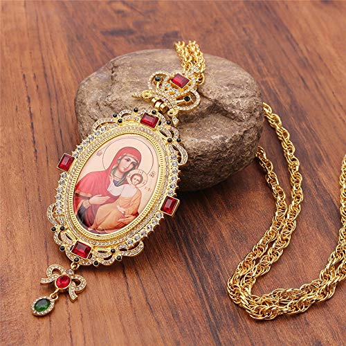 Ortodoxa Elíptica Corona Pectoral Diseño De Cruz Icono Religioso con Joyas Bizantino Crucifijo Collar Obispo Sacerdote Episcopal Ortodoxa Elíptica Corona Pectoral Diseño De Cruz Icono Religioso con Joyas Bizantino Crucifijo Collar Obispo Sacerdote Episcopal