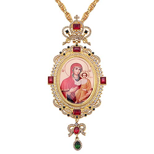 Ortodoxa Elíptica Corona Pectoral Diseño De Cruz Icono Religioso con Joyas Bizantino Crucifijo Collar Obispo Sacerdote Episcopal
