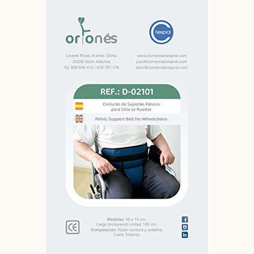 ORTONES | Cinturón de sujeción pélvico para silla de ruedas talla única. ORTONES | Cinturón de sujeción pélvico para silla de ruedas talla única.
