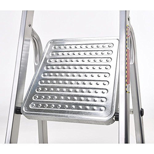 ORYX 23010002 Escalera Aluminio 4 Peldaños Plegable, Uso doméstico, Antideslizante, Ligera y Resistente