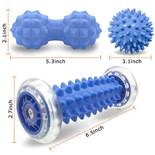 Osaloe Juego de Bolas de Masaje 3 en 1, Rodillos de Masaje y Bola de Maní para Automasaje, Músculos, Espalda, Cuello, Hombros, Brazos, Manos, Pies, Ejercicios de Yoga Osaloe Juego de Bolas de Masaje 3 en 1, Rodillos de Masaje y Bola de Maní para Automasaje, Músculos, Espalda, Cuello, Hombros, Brazos, Manos, Pies, Ejercicios de Yoga