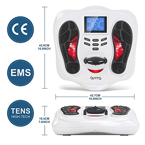 OSITO Masajeador de Pies con EMS/TENS, Masajeador de Circulación de Pies(Dos Sistemas para Pies y Cuerpo) 25 Modos 99 Niveles Intensidad para Promover la Circulación Sanguínea y Uso Aliviar la Fatiga