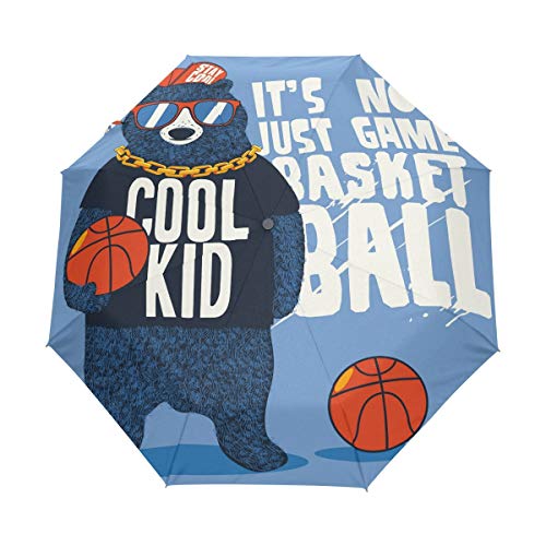 Oso Fresco Baloncesto Niño Paraguas Plegable con Apertura y Cierre Automático Antiviento Protección UV Ligero Viajes Paraguas paraPlaya Mujeres Niños Niñas Oso Fresco Baloncesto Niño Paraguas Plegable con Apertura y Cierre Automático Antiviento Protección UV Ligero Viajes Paraguas paraPlaya Mujeres Niños Niñas