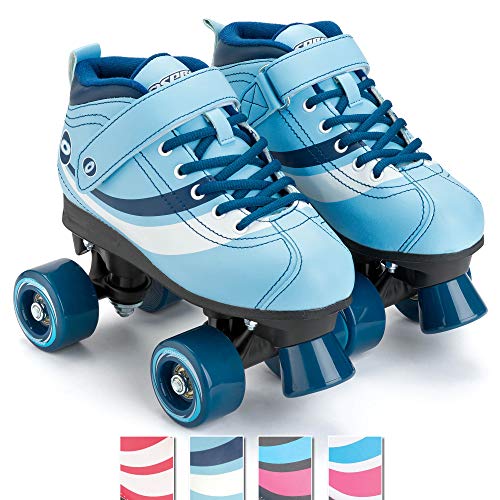 Osprey Disco Quad Patines para Adultos y niños, Botas Retro con rodamientos ABEC 7, Reino Unido NIÑO 13/EU 32, Color Azul