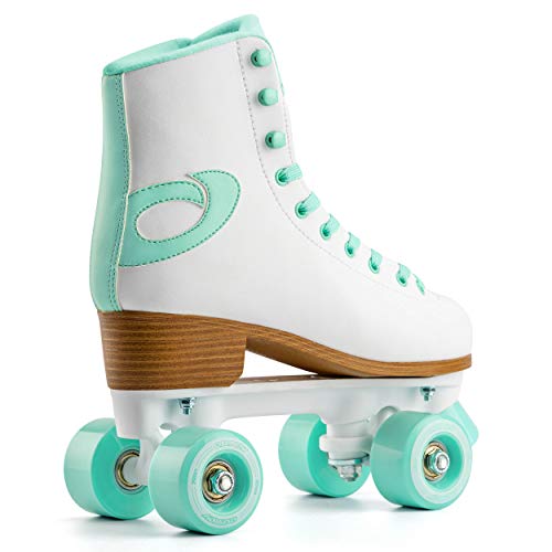 Osprey Retro Quad Roller Patines para Adultos - Botas Altas con Cordones para Mujer, Varios diseños, Blanco/Verde Menta, UK Adult 4/EU 37 Osprey Retro Quad Roller Patines para Adultos - Botas Altas con Cordones para Mujer, Varios diseños, Blanco/Verde Menta, UK Adult 4/EU 37