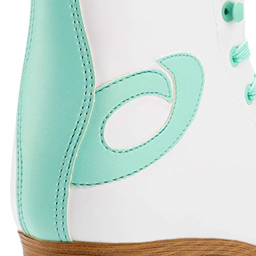 Osprey Retro Quad Roller Patines para Adultos - Botas Altas con Cordones para Mujer, Varios diseños, Blanco/Verde Menta, UK Adult 4/EU 37