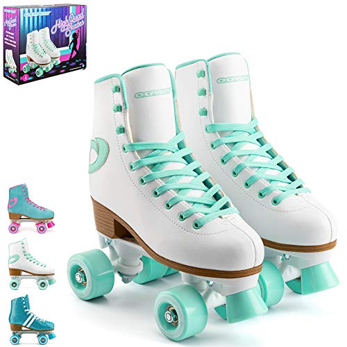 Osprey Retro Quad Roller Patines para Adultos - Botas Altas con Cordones para Mujer, Varios diseños, Blanco/Verde Menta, UK Adult 4/EU 37 Osprey Retro Quad Roller Patines para Adultos - Botas Altas con Cordones para Mujer, Varios diseños, Blanco/Verde Menta, UK Adult 4/EU 37