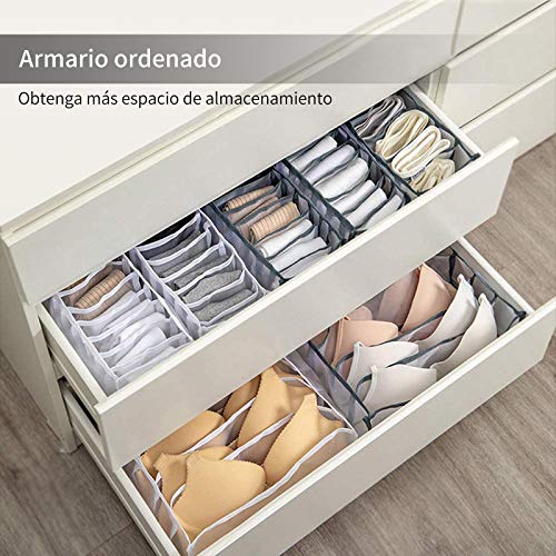 Ossky Juego de Organizador cajones Ropa Interior, Cajas organizadoras, Sujetador, Calcetines, Bragas, Cajas de Almacenamiento, organizadores de Armario,Armario Plegable, Separador de cajones（3 Pack）