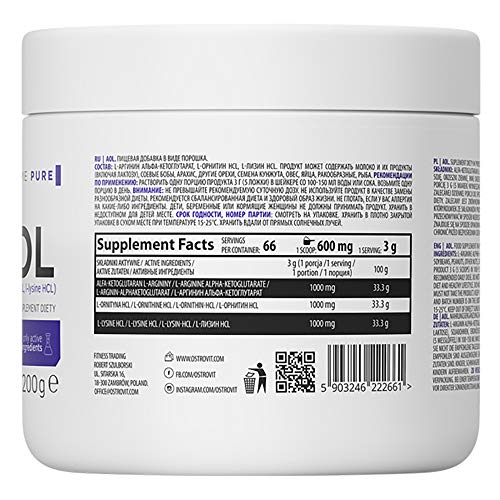 OSTROVIT AOL 200g | PURO SIN SABOR | L-ARGININA AAKG L-ORNITINA L-LISINA | BOMBA Y CRECIMIENTO MUSCULAR OSTROVIT AOL 200g | PURO SIN SABOR | L-ARGININA AAKG L-ORNITINA L-LISINA | BOMBA Y CRECIMIENTO MUSCULAR