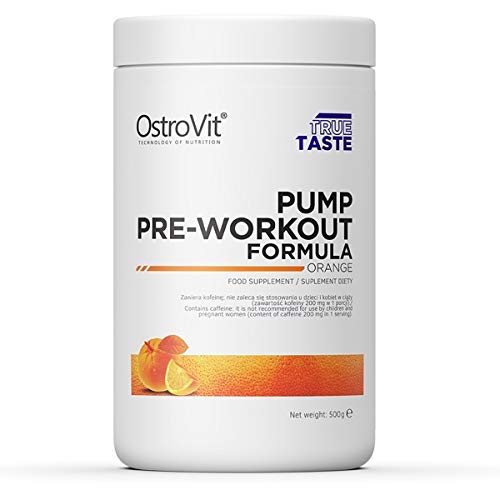 Ostrovit Pump Paquete de 1 x 500g Pre Workout Con Arginina Citrulina Beta Alanina Taurina Carnitina Tirosina Cafeína (Orange)