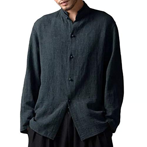 otoño Estilo Chino Cuello Alto Casual Camisa de Manga Larga Hombres otoño Estilo Chino Cuello Alto Casual Camisa de Manga Larga Hombres