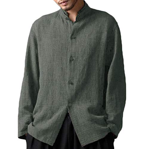 otoño Estilo Chino Cuello Alto Casual Camisa de Manga Larga Hombres otoño Estilo Chino Cuello Alto Casual Camisa de Manga Larga Hombres