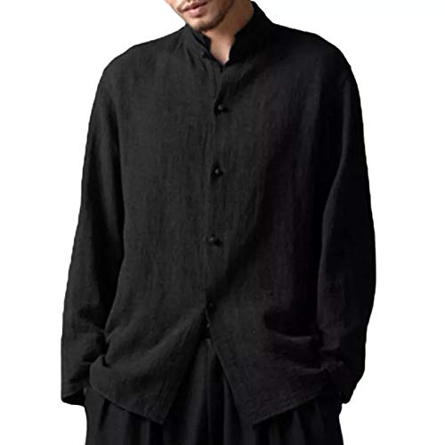 otoño Estilo Chino Cuello Alto Casual Camisa de Manga Larga Hombres otoño Estilo Chino Cuello Alto Casual Camisa de Manga Larga Hombres