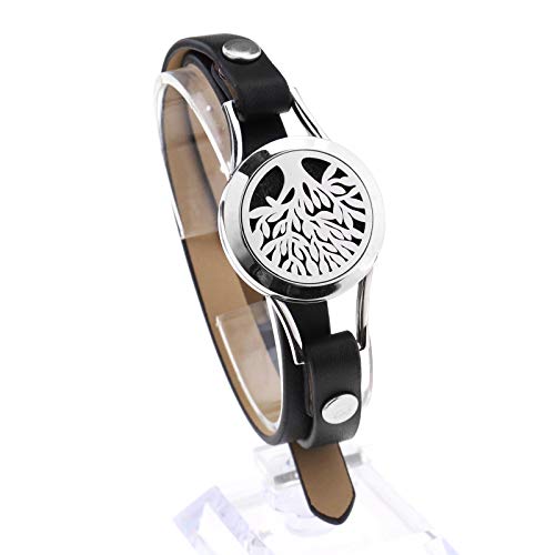 OTOTEC Aromaterapia Locket Pulseras de aceites esenciales con 8 almohadillas de recambio de colores mezclados de acero inoxidable 316 2 capas ajustables negro OTOTEC Aromaterapia Locket Pulseras de aceites esenciales con 8 almohadillas de recambio de colores mezclados de acero inoxidable 316 2 capas ajustables negro
