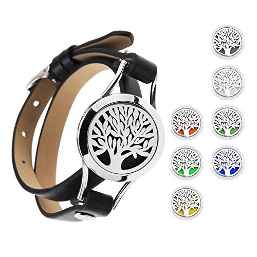 OTOTEC Aromaterapia Locket Pulseras de aceites esenciales con 8 almohadillas de recambio de colores mezclados de acero inoxidable 316 2 capas ajustables negro OTOTEC Aromaterapia Locket Pulseras de aceites esenciales con 8 almohadillas de recambio de colores mezclados de acero inoxidable 316 2 capas ajustables negro