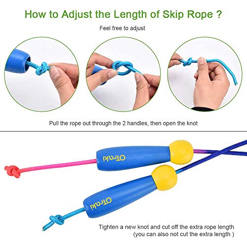 OTraki Comba Saltar Adjustable 2M Cuerda Saltar Niños Infantil con Mango de Madera Skipping Rope Kids Adecuado para Fitness, Pérdida de Grasa o Actividad al Aire Libre, Azul