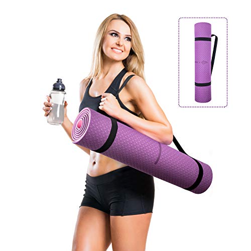 Oudort Esterilla Yoga Antideslizante, Yoga Mat de Material Ecológico TPE con Línea de Posición y Correa de Hombro para Yoga, Pilates, Fitness y Entrenamiento, 183 x 61cm Oudort Esterilla Yoga Antideslizante, Yoga Mat de Material Ecológico TPE con Línea de Posición y Correa de Hombro para Yoga, Pilates, Fitness y Entrenamiento, 183 x 61cm