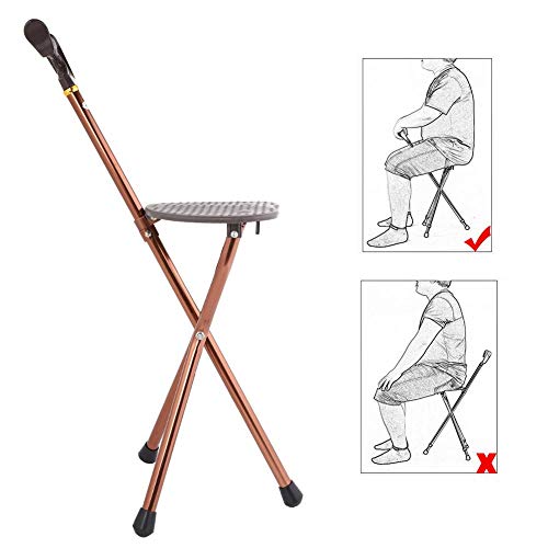oueaen bastón - Silla Plegable portátil del bastón del Viaje del Taburete del Asiento de la Silla del bastón del Metal oueaen bastón - Silla Plegable portátil del bastón del Viaje del Taburete del Asiento de la Silla del bastón del Metal