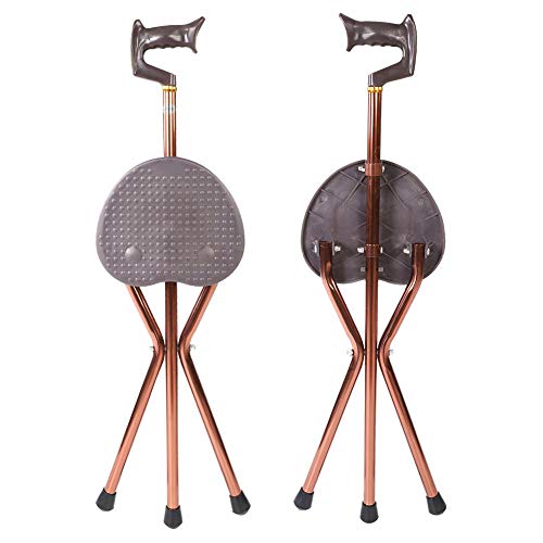 oueaen bastón - Silla Plegable portátil del bastón del Viaje del Taburete del Asiento de la Silla del bastón del Metal oueaen bastón - Silla Plegable portátil del bastón del Viaje del Taburete del Asiento de la Silla del bastón del Metal