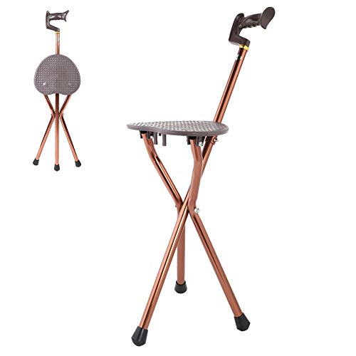 oueaen bastón - Silla Plegable portátil del bastón del Viaje del Taburete del Asiento de la Silla del bastón del Metal oueaen bastón - Silla Plegable portátil del bastón del Viaje del Taburete del Asiento de la Silla del bastón del Metal