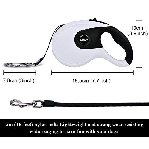 OUGE Correa Extensible para Perros, Correa retráctil para Perros Mascotas Correa Retractable Freno y Lock Nylon Cuerda Pequeño Mediano Grande Dog Up to 50kg 5M Outdoor