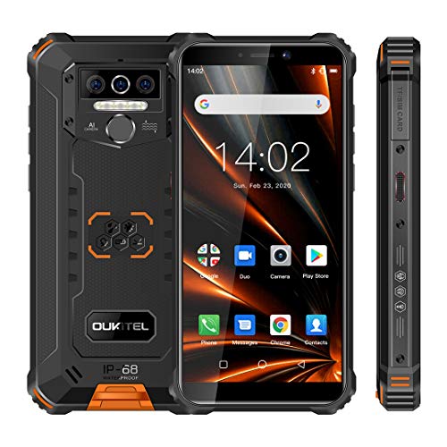 OUKITEL WP5 Pro Android 10.0, 4GB RAM+64GB ROM Movil Antigolpes, Batería Grande 8000 mAh Móvil Libre Resistente, 5.5 Pulgadas, Cámara Triple Telefono, Smartphone con 4 Linternas LED Súper Brillantes