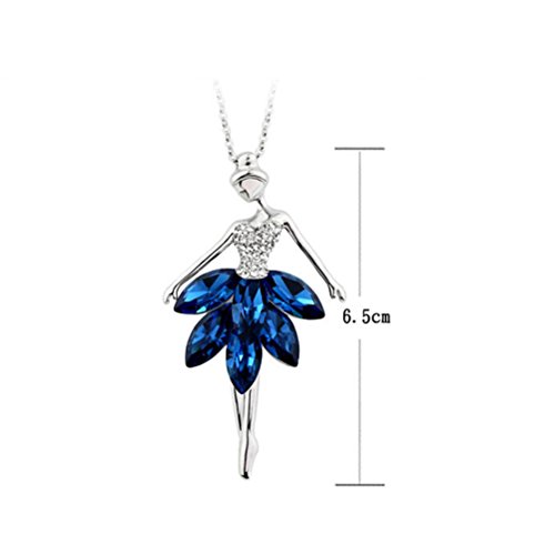 OULII Collar Bailarina Ballet Danza Colgante Joyería de Cristal para Mujeres (Azul)