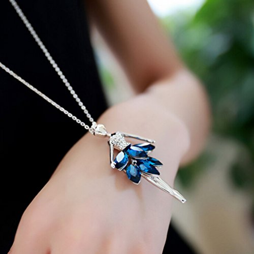OULII Collar Bailarina Ballet Danza Colgante Joyería de Cristal para Mujeres (Azul) OULII Collar Bailarina Ballet Danza Colgante Joyería de Cristal para Mujeres (Azul)