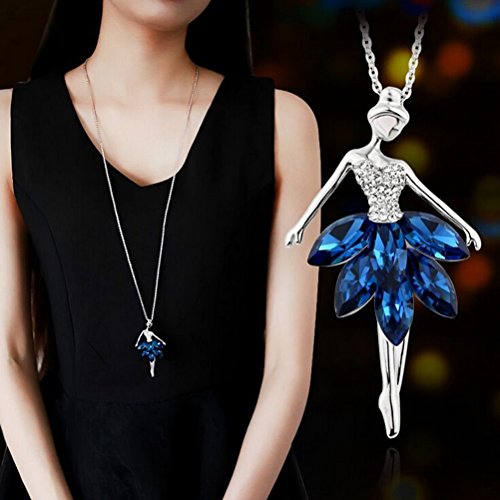 OULII Collar Bailarina Ballet Danza Colgante Joyería de Cristal para Mujeres (Azul) OULII Collar Bailarina Ballet Danza Colgante Joyería de Cristal para Mujeres (Azul)