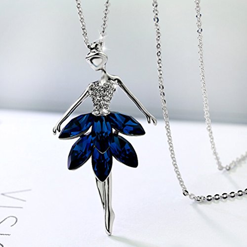 OULII Collar Bailarina Ballet Danza Colgante Joyería de Cristal para Mujeres (Azul) OULII Collar Bailarina Ballet Danza Colgante Joyería de Cristal para Mujeres (Azul)