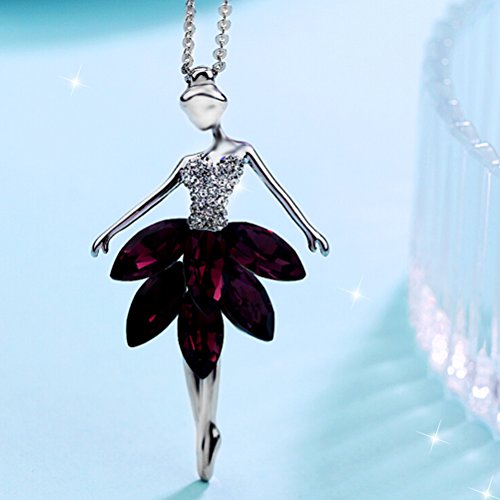 OULII Collar Bailarina Ballet Danza Colgante Joyería de Cristal para Mujeres (Púrpura) OULII Collar Bailarina Ballet Danza Colgante Joyería de Cristal para Mujeres (Púrpura)