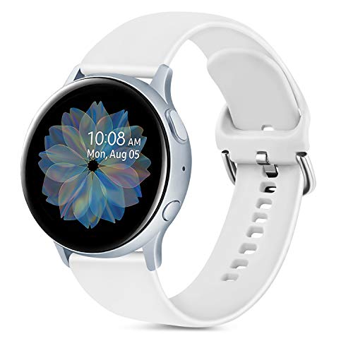 Oumida 20mm Correa Compatible con Samsung Galaxy Watch Active 40mm/Active2 40mm 44mm,Pulseras de Repuesto de Silicona Suave para Samsung Galaxy Watch 42mm/Watch 3 41mm/Gear Sport(S,Blanco)