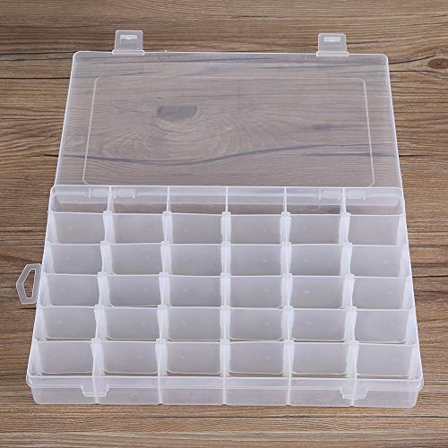 Oumij Organizador de Caja de Joyería de Plástico Contenedor de Almacenamiento 36 Ranuras Caja de Almacenamiento Ajustable Contenedor de Caja Organizador Casero para Pendientes