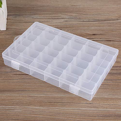 Oumij Organizador de Caja de Joyería de Plástico Contenedor de Almacenamiento 36 Ranuras Caja de Almacenamiento Ajustable Contenedor de Caja Organizador Casero para Pendientes