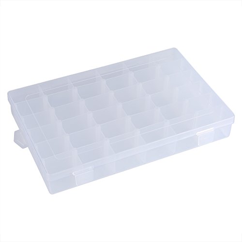 Oumij Organizador de Caja de Joyería de Plástico Contenedor de Almacenamiento 36 Ranuras Caja de Almacenamiento Ajustable Contenedor de Caja Organizador Casero para Pendientes