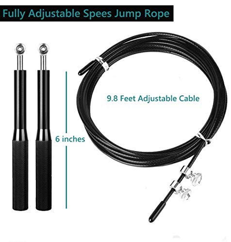 OUNDEAL Comba, Cuerda Saltar de Velocidad con Cable de Acero de 3 Metros, Cuerda para Saltar de Aluminio Ajustable para Fitness Comba Crossfit para Hombre y Mujer